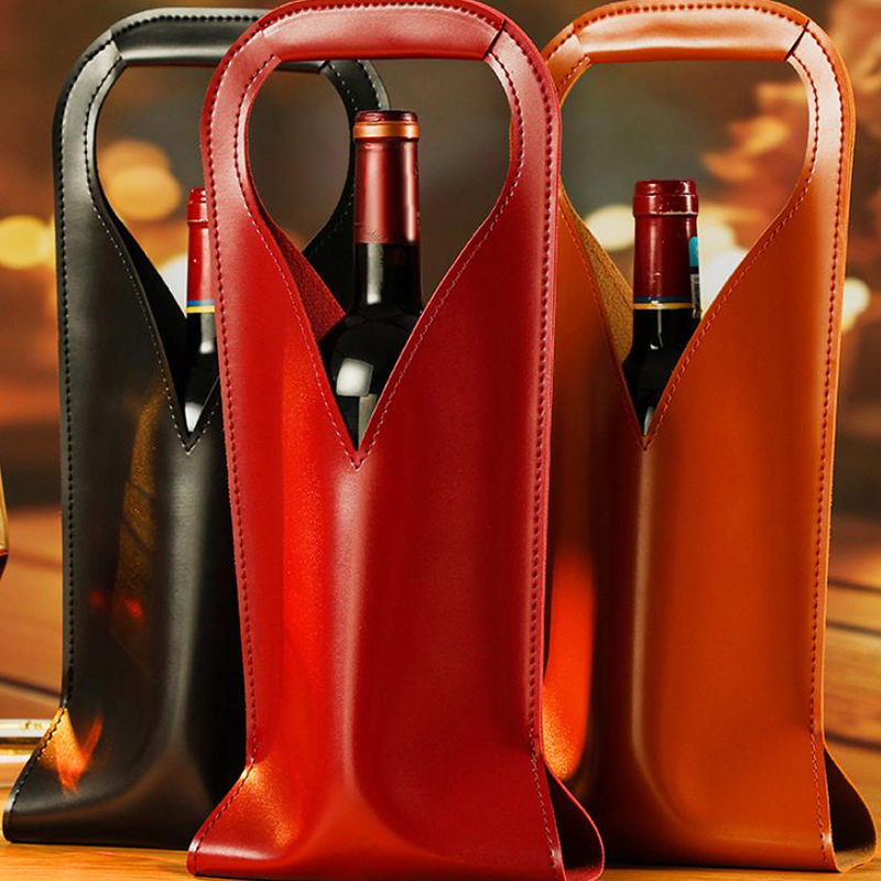 Wine Beer Champagne - حقيبة هدايا النبيذ الجلدية ذات الطبقة